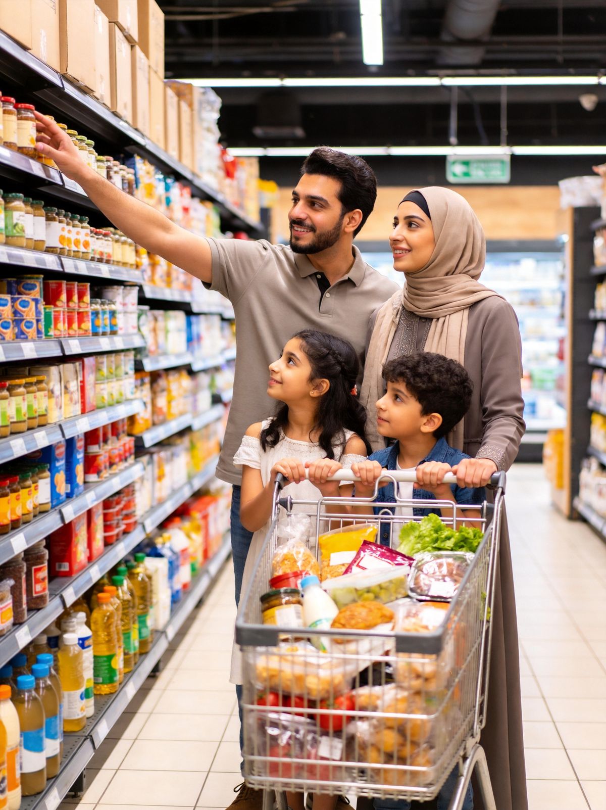 Syrian family shopping at EMESSA Hypermarket